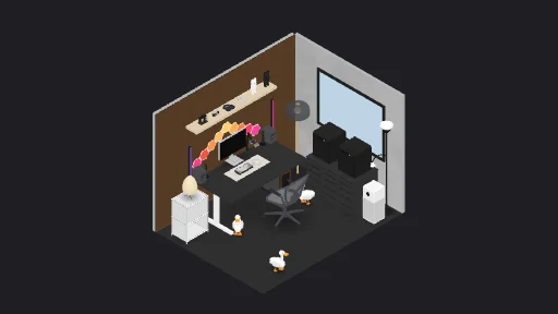 3D Factory — a 58-item desk setup built in 3D on JUDDESK