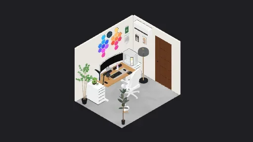 Dream room — a 32-item desk setup built in 3D on JUDDESK