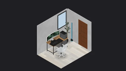 My Desk Setup — a 22-item desk setup built in 3D on JUDDESK