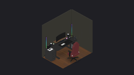 My Desk Setup — a 20-item desk setup built in 3D on JUDDESK