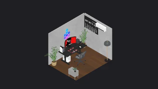 K 1 — a 22-item desk setup built in 3D on JUDDESK