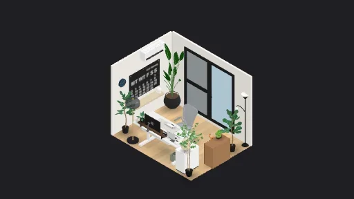 My 1st Desk Setup — a 42-item desk setup built in 3D on JUDDESK