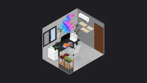 Streaming & audio setup — a 38-item desk setup built in 3D on JUDDESK