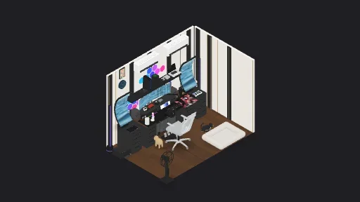 MY LOVE — a 119-item desk setup built in 3D on JUDDESK