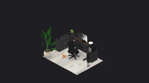 Kaosat's Setup — a 24-item desk setup built in 3D on JUDDESK