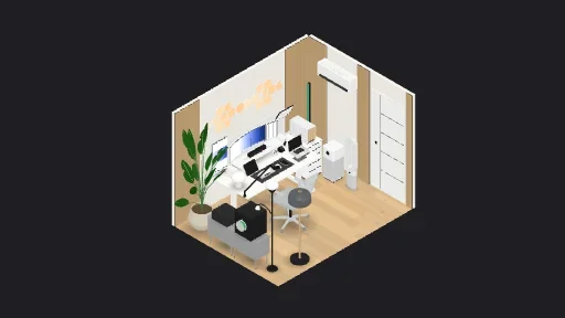 My Desk Setup — a 69-item desk setup built in 3D on JUDDESK