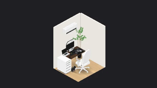 My Desk Setup — a 15-item desk setup built in 3D on JUDDESK