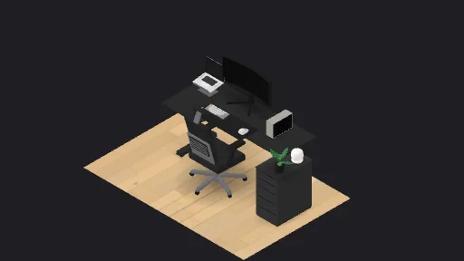 10-item desk setup — a 10-item desk setup built in 3D on JUDDESK