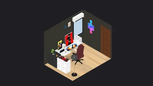 Terlalu kece ade — a 25-item desk setup built in 3D on JUDDESK