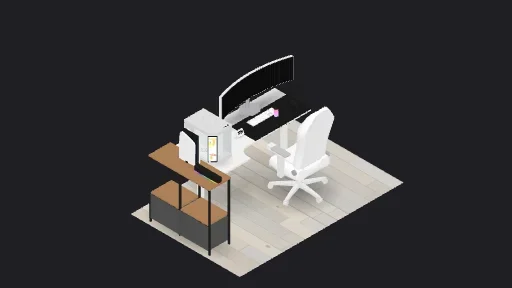 Streaming & audio setup — a 11-item desk setup built in 3D on JUDDESK