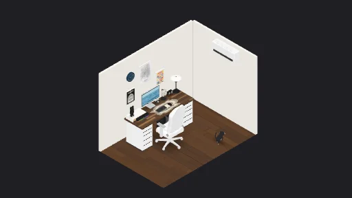 gwepir — a 25-item desk setup built in 3D on JUDDESK