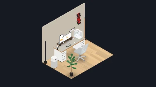 My Desk Setup — a 26-item desk setup built in 3D on JUDDESK