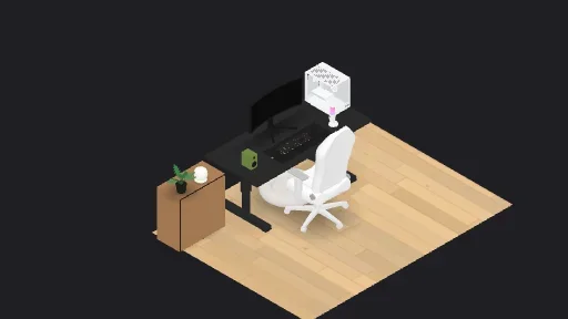 DESK — a 12-item desk setup built in 3D on JUDDESK