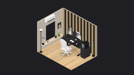 My gamer setup — a 71-item desk setup built in 3D on JUDDESK
