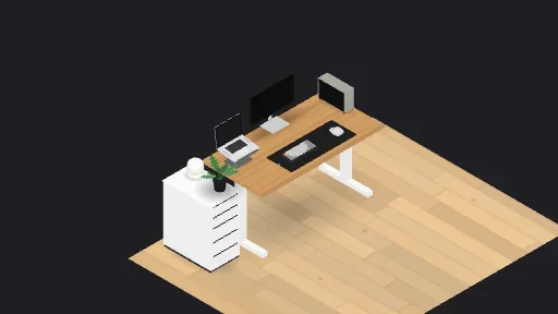 My Desk Setup — a 9-item desk setup built in 3D on JUDDESK