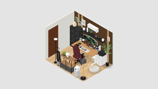 My Desk Setup — a 97-item desk setup built in 3D on JUDDESK