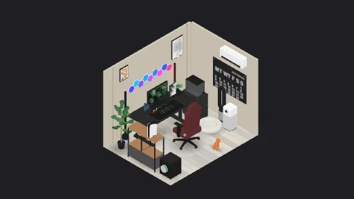 Gaming Room — a 31-item desk setup built in 3D on JUDDESK