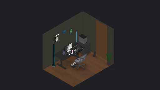 My gaming expansive — a 31-item desk setup built in 3D on JUDDESK