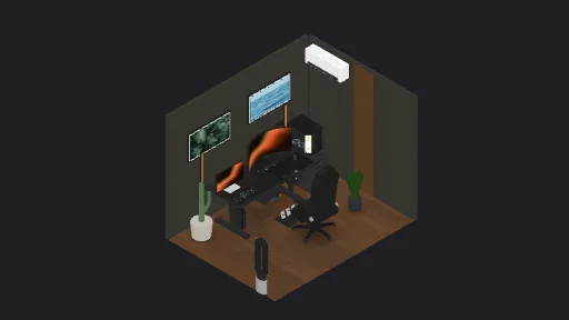 Sim Racer Set Up #1 — a 35-item desk setup built in 3D on JUDDESK