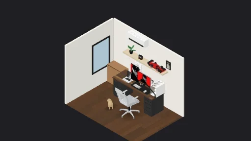 jimmy — a 22-item desk setup built in 3D on JUDDESK