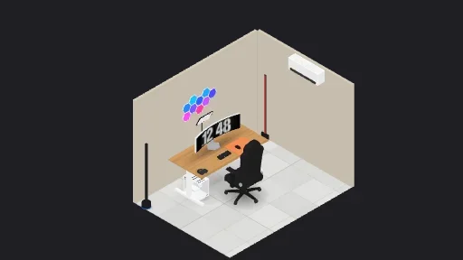 My Desk Setup — a 12-item desk setup built in 3D on JUDDESK