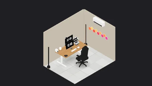Apple Workspace — a 14-item desk setup built in 3D on JUDDESK