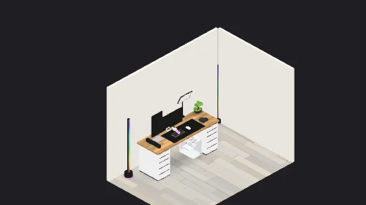 BEST SETAP — a 14-item desk setup built in 3D on JUDDESK