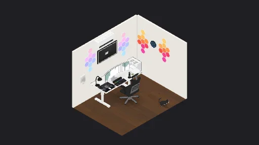 My Desk — a 20-item desk setup built in 3D on JUDDESK