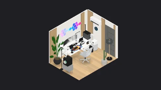 Streaming & audio god — a 77-item desk setup built in 3D on JUDDESK