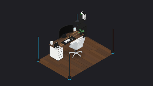 my desk — a 20-item desk setup built in 3D on JUDDESK