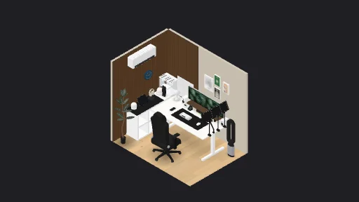 My Desk Setup — a 60-item desk setup built in 3D on JUDDESK