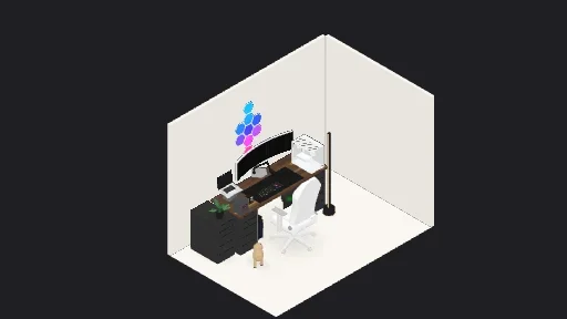 Obu Setup — a 17-item desk setup built in 3D on JUDDESK