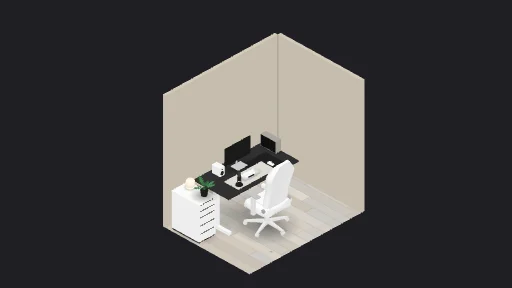 My study desk Setup prototype — a 12-item desk setup built in 3D on JUDDESK