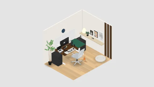 My Desk Setup1 — a 38-item desk setup built in 3D on JUDDESK