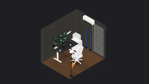 My Desk Setup — a 30-item desk setup built in 3D on JUDDESK