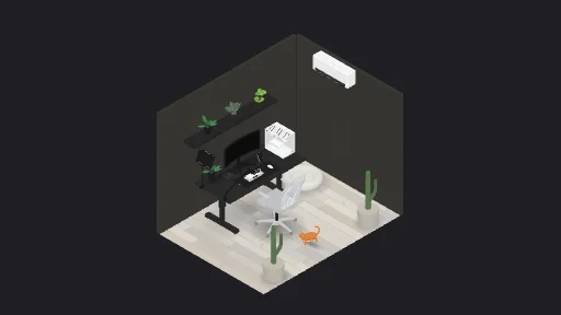 My Desk Setup — a 25-item desk setup built in 3D on JUDDESK