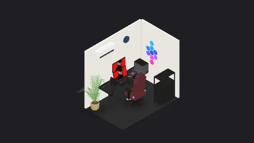 Normal gaming setup — a 15-item desk setup built in 3D on JUDDESK
