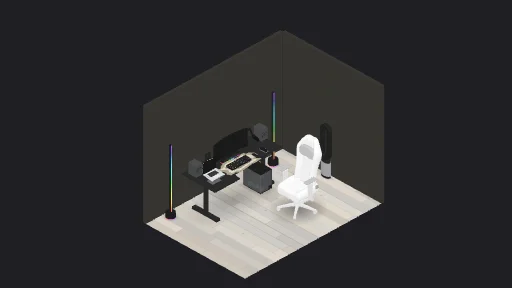 My setup — a 16-item desk setup built in 3D on JUDDESK