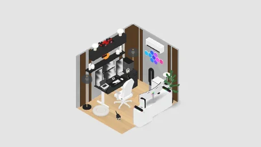 My dream setup — a 90-item desk setup built in 3D on JUDDESK