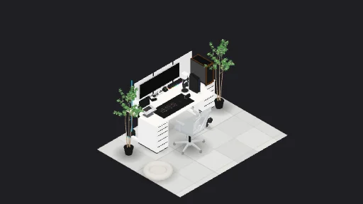 My Awesome Desk Setup — a 28-item desk setup built in 3D on JUDDESK