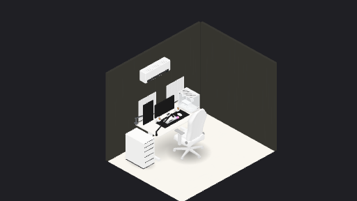 ห้องคอม — a 15-item desk setup built in 3D on JUDDESK