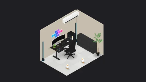 Gaming setup — a 23-item desk setup built in 3D on JUDDESK
