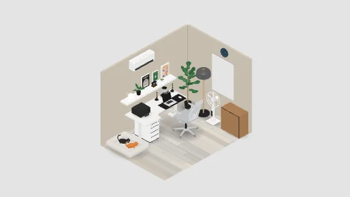 Small office — a 27-item desk setup built in 3D on JUDDESK