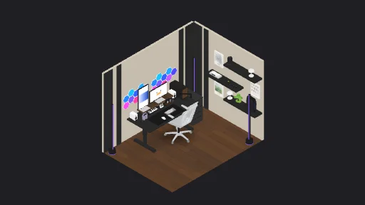 Dream setup — a 44-item desk setup built in 3D on JUDDESK