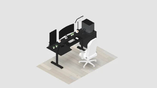 My Desk Setup — a 19-item desk setup built in 3D on JUDDESK