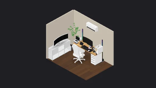 MIne Dream Setup — a 21-item desk setup built in 3D on JUDDESK