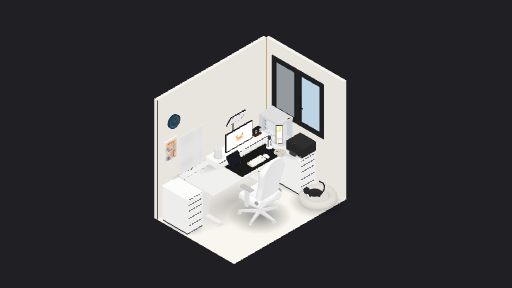 ขาวๆ — a 29-item desk setup built in 3D on JUDDESK