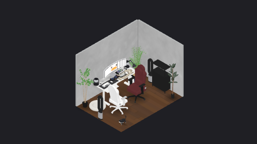 Dual for couple — a 26-item desk setup built in 3D on JUDDESK