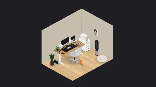 Editing Setup — a 25-item desk setup built in 3D on JUDDESK