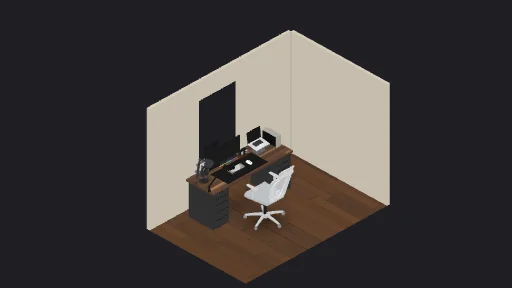 Simple desk setup — a 14-item desk setup built in 3D on JUDDESK
